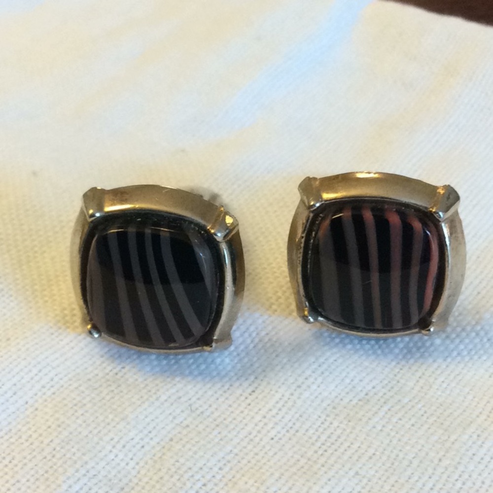 Gold-tone Striped Cufflinks